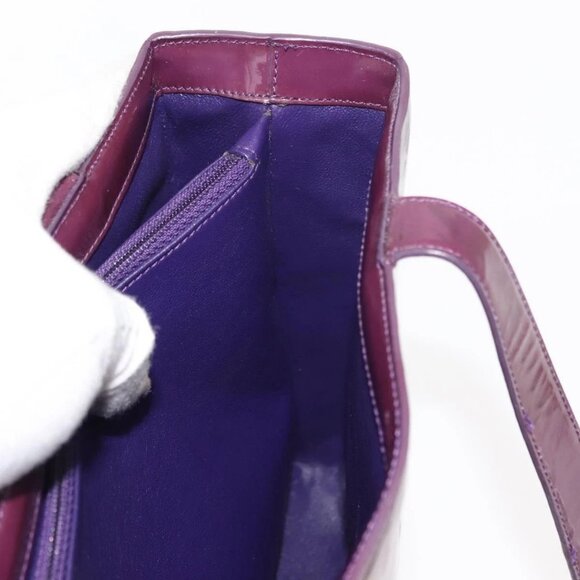 CHANEL Tote Bag Patent leather Purple Gold CC Auth bs29957 - Picture 12 of 16